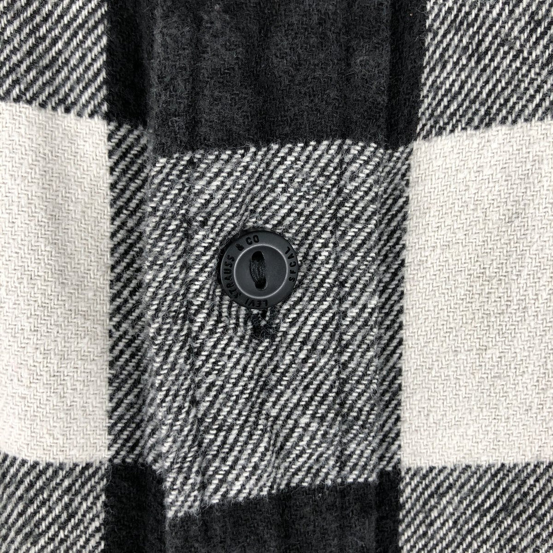 Levi's RELAXED Buffalo Check Long-Sleeve Flannel Check Shirt, Men's Size L (approx.) cotton ivory Vintage Second Hand