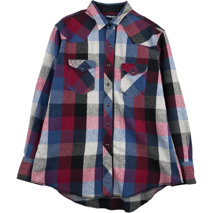 1980'S Wrangler Western Flannel Check Shirt, Men's Size XL (Vintage) unclear red type Vintage Second Hand