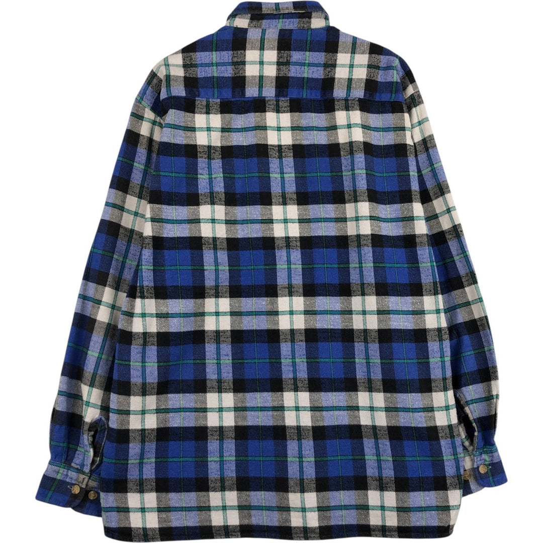 Mc ORVIS Long-Sleeve Button-Down Flannel Check Shirt, Men's Size L (approx.) cotton blue type Vintage Second Hand