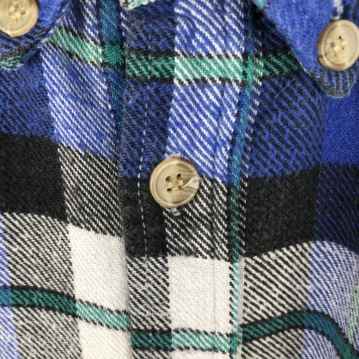 Mc ORVIS Long-Sleeve Button-Down Flannel Check Shirt, Men's Size L (approx.) cotton blue type Vintage Second Hand