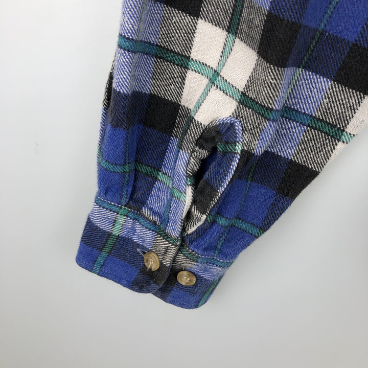 Mc ORVIS Long-Sleeve Button-Down Flannel Check Shirt, Men's Size L (approx.) cotton blue type Vintage Second Hand