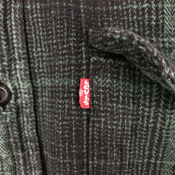 Levi's Ombre Check Long-Sleeve Light Flannel Check Shirt, Men's Size L (approx.) cotton Green type dark green Vintage Second Hand