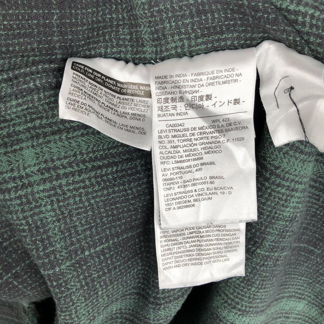 Levi's Ombre Check Long-Sleeve Light Flannel Check Shirt, Men's Size L (approx.) cotton Green type dark green Vintage Second Hand
