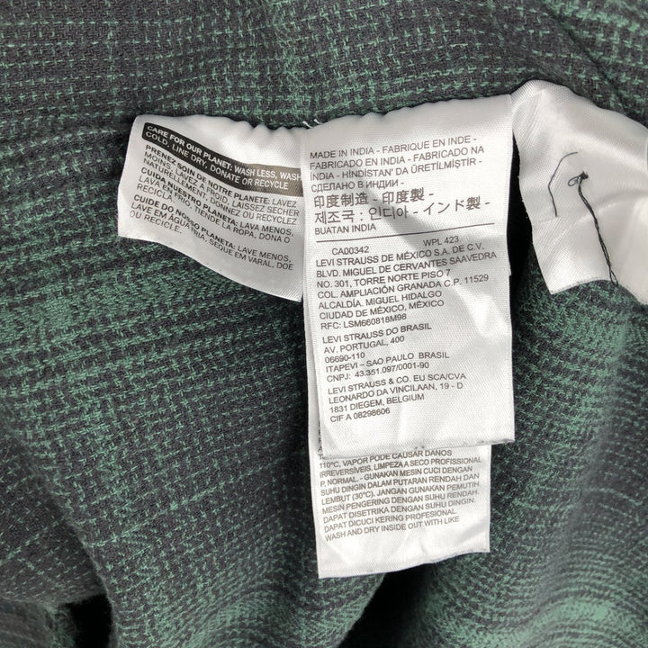 Levi's Ombre Check Long-Sleeve Light Flannel Check Shirt, Men's Size L (approx.) cotton Green type dark green Vintage Second Hand
