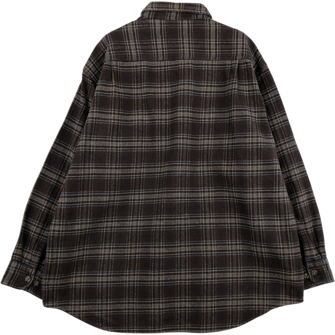 90s-00'S Vintage St. John's Bay Long Sleeve Flannel Check Shirt, Men's Size XL cotton brown type Vintage Second Hand