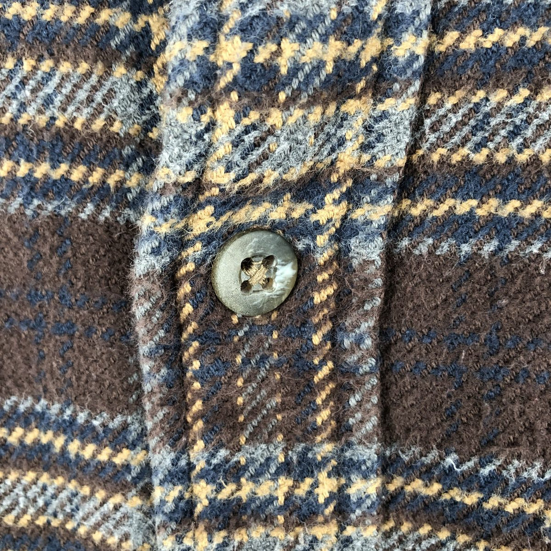90s-00'S Vintage St. John's Bay Long Sleeve Flannel Check Shirt, Men's Size XL cotton brown type Vintage Second Hand