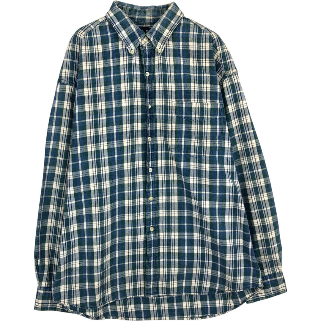 90'S GAP (Old GAP) Long-Sleeve Button-Down Flannel Check Shirt, Men's Size XL (Equivalent), Vintage cotton blue type Vintage Second Hand