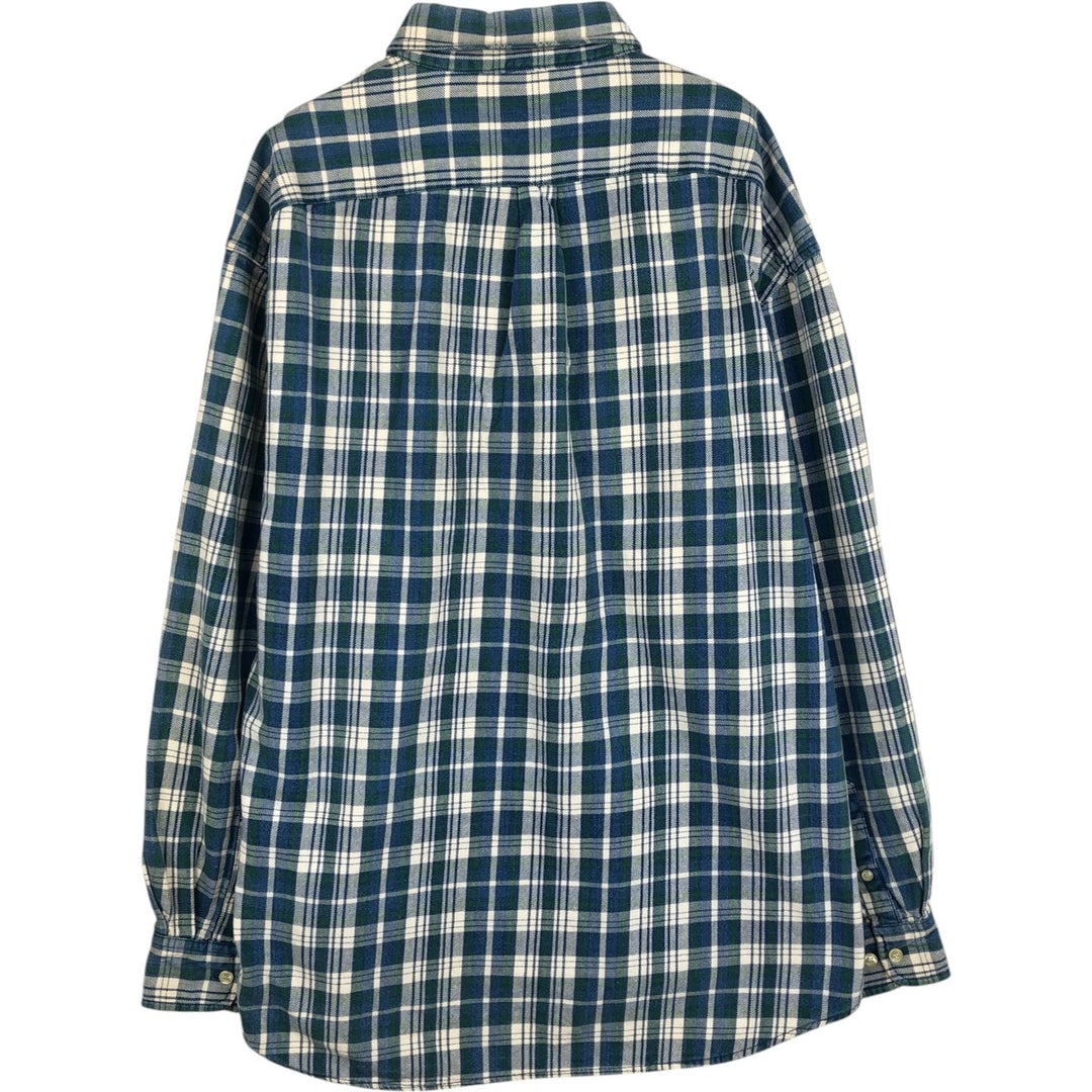 90'S GAP (Old GAP) Long-Sleeve Button-Down Flannel Check Shirt, Men's Size XL (Equivalent), Vintage cotton blue type Vintage Second Hand