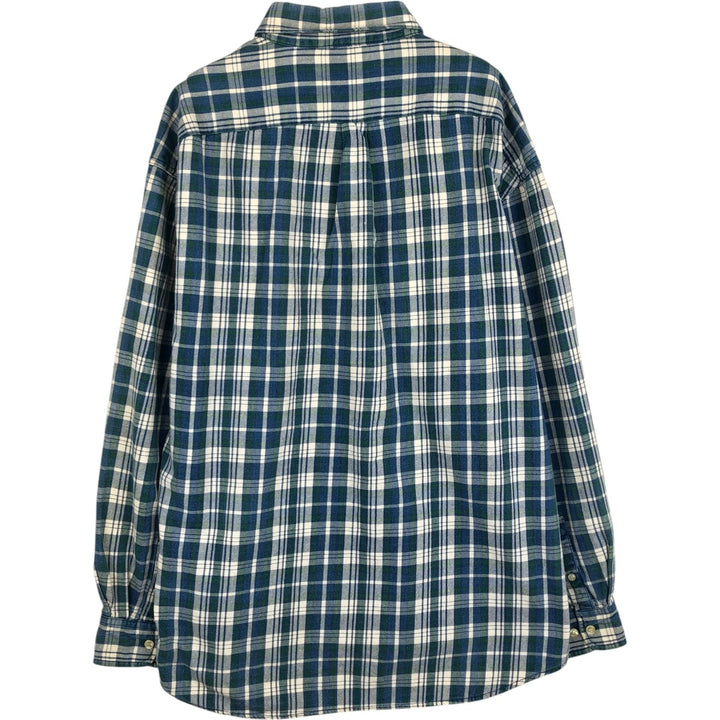 90'S GAP (Old GAP) Long-Sleeve Button-Down Flannel Check Shirt, Men's Size XL (Equivalent), Vintage cotton blue type Vintage Second Hand