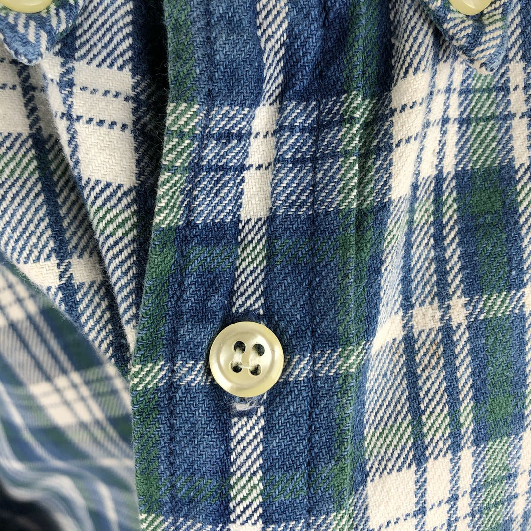 90'S GAP (Old GAP) Long-Sleeve Button-Down Flannel Check Shirt, Men's Size XL (Equivalent), Vintage cotton blue type Vintage Second Hand