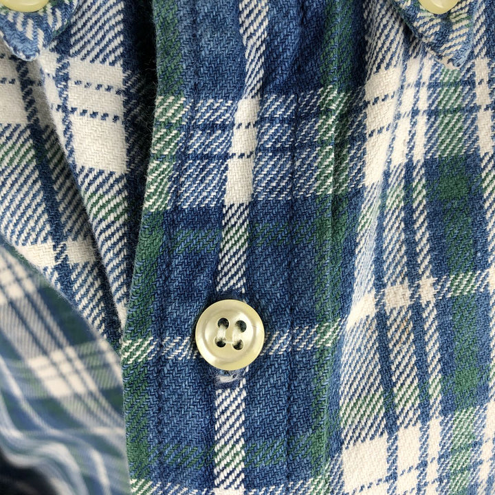 90'S GAP (Old GAP) Long-Sleeve Button-Down Flannel Check Shirt, Men's Size XL (Equivalent), Vintage cotton blue type Vintage Second Hand