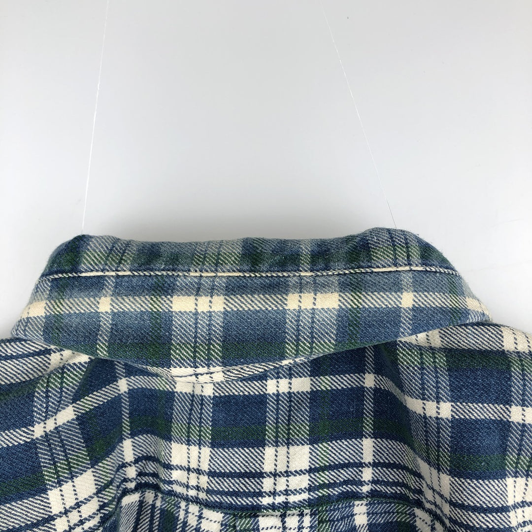 90'S GAP (Old GAP) Long-Sleeve Button-Down Flannel Check Shirt, Men's Size XL (Equivalent), Vintage cotton blue type Vintage Second Hand