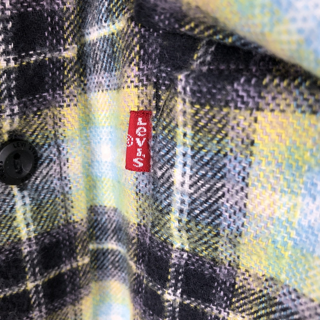 Levi's Relaxed Long-Sleeve Light Flannel Check Shirt, Men's Size XL (approx.) cotton black type Vintage Second Hand