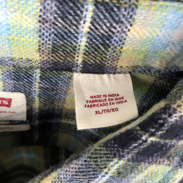 Levi's Relaxed Long-Sleeve Light Flannel Check Shirt, Men's Size XL (approx.) cotton black type Vintage Second Hand