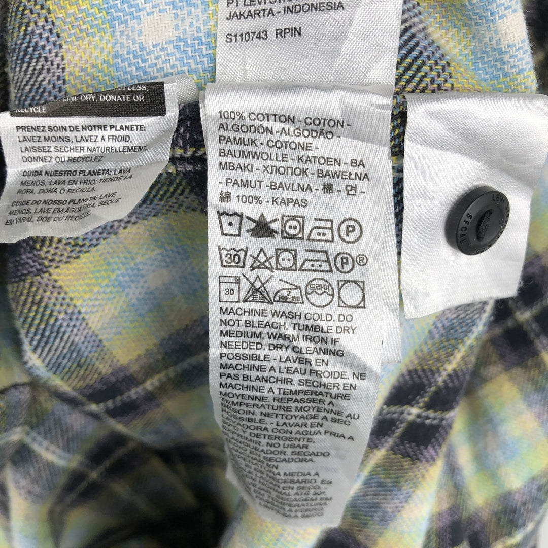Levi's Relaxed Long-Sleeve Light Flannel Check Shirt, Men's Size XL (approx.) cotton black type Vintage Second Hand