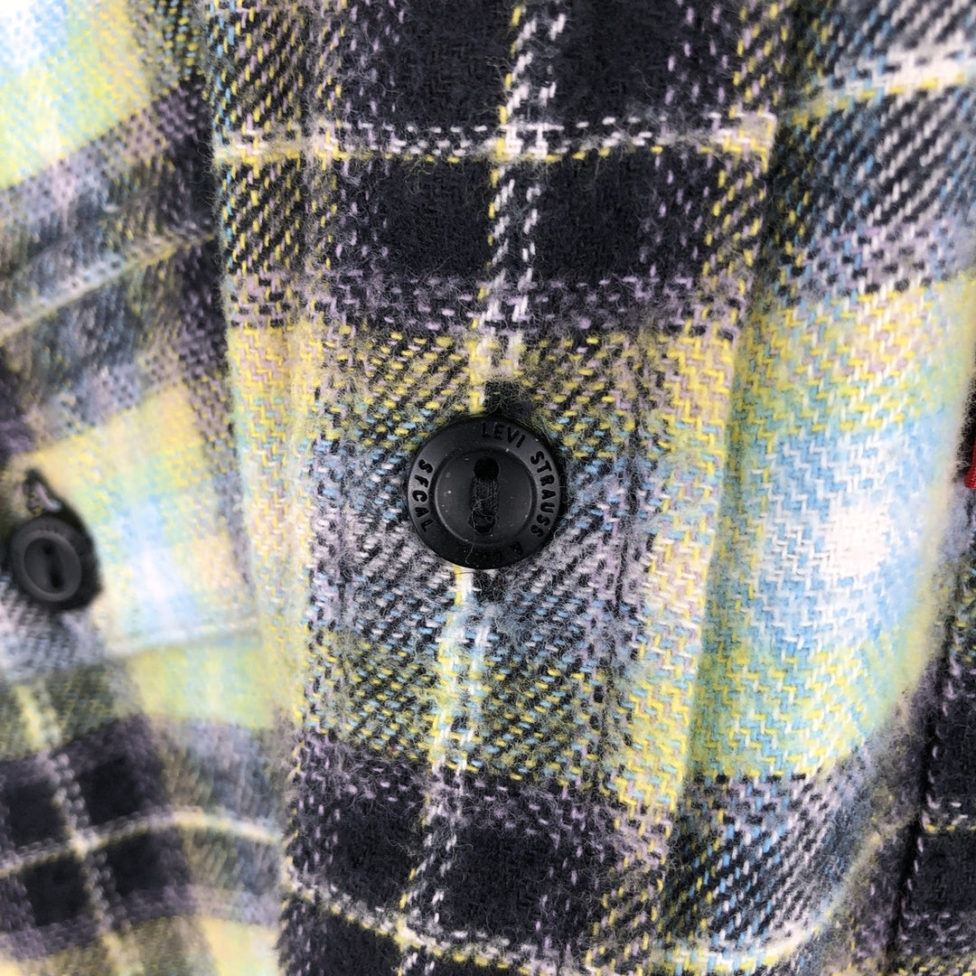 Levi's Relaxed Long-Sleeve Light Flannel Check Shirt, Men's Size XL (approx.) cotton black type Vintage Second Hand