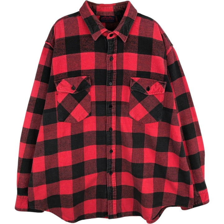 90'S Dakota Buffalo Check Long Sleeve Heavy Flannel Check Shirt Men's XL Vintage cotton red type Vintage Second Hand