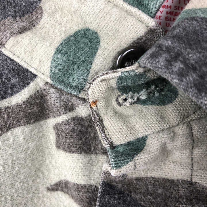70s-era Frostproof Duck Hunter Camo Long-Sleeve Printed Flannel Shirt, Made in USA, Men's Size M (approx.), Vintage cotton Khaki type Vintage Second Hand