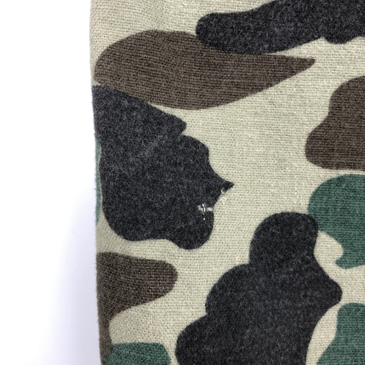 70s-era Frostproof Duck Hunter Camo Long-Sleeve Printed Flannel Shirt, Made in USA, Men's Size M (approx.), Vintage cotton Khaki type Vintage Second Hand