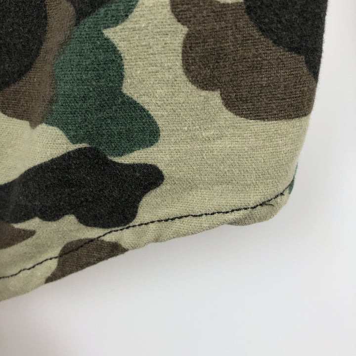 70s-era Frostproof Duck Hunter Camo Long-Sleeve Printed Flannel Shirt, Made in USA, Men's Size M (approx.), Vintage cotton Khaki type Vintage Second Hand
