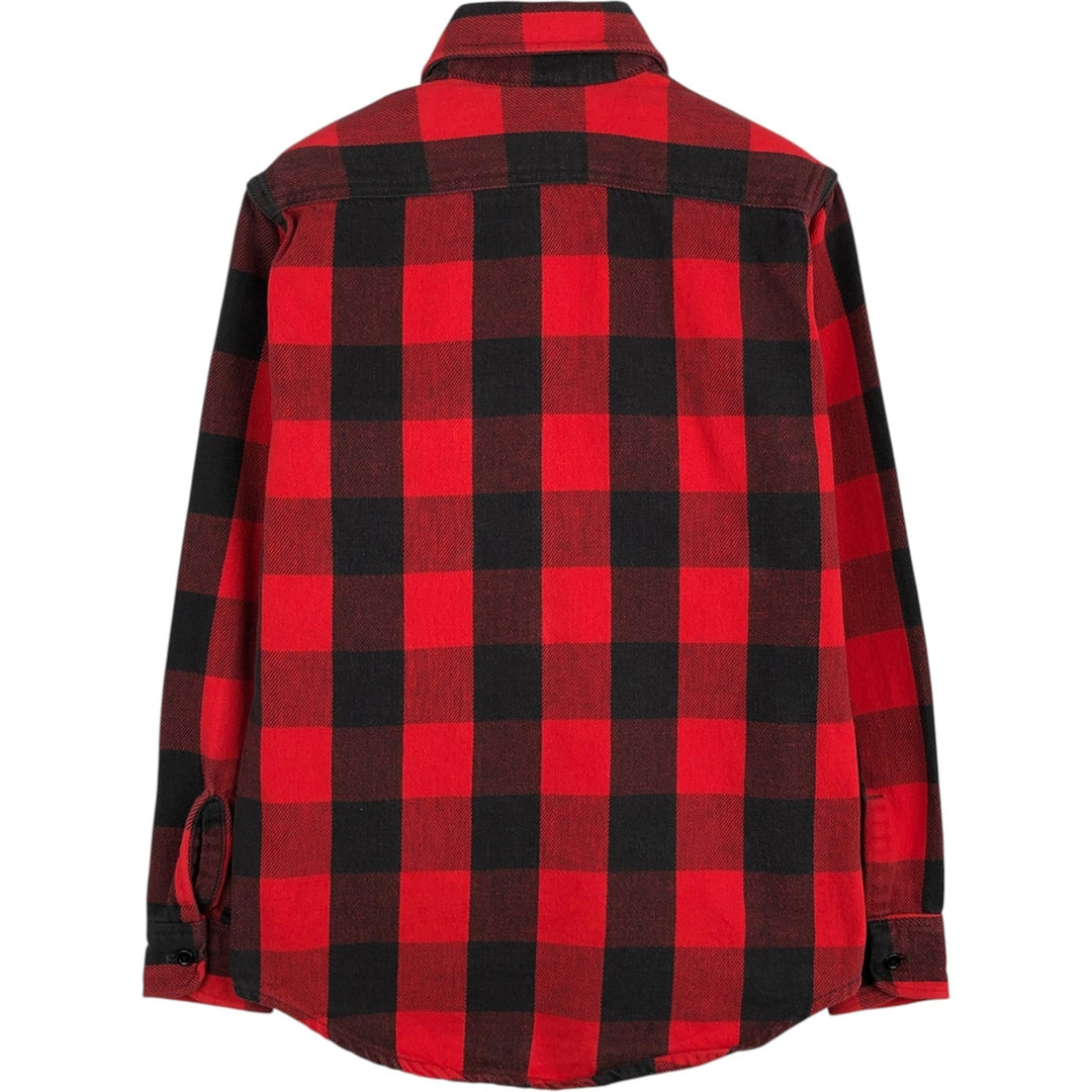 80s-90'S PRENTISS Buffalo Check Long-Sleeve Light Flannel Check Shirt, Made in USA, Men's Size S (Equivalent), Vintage cotton red type Vintage Second Hand