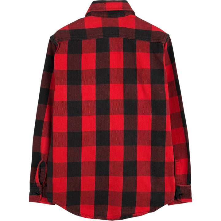 80s-90'S PRENTISS Buffalo Check Long-Sleeve Light Flannel Check Shirt, Made in USA, Men's Size S (Equivalent), Vintage cotton red type Vintage Second Hand
