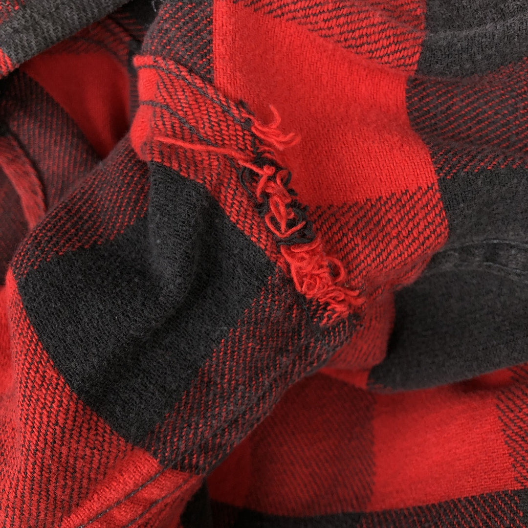 80s-90'S PRENTISS Buffalo Check Long-Sleeve Light Flannel Check Shirt, Made in USA, Men's Size S (Equivalent), Vintage cotton red type Vintage Second Hand