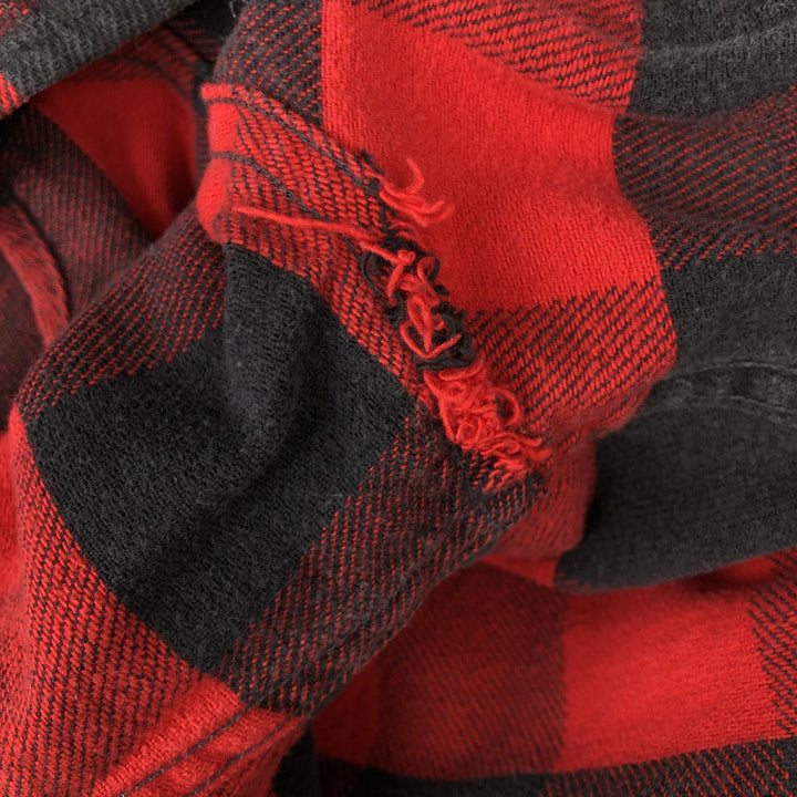 80s-90'S PRENTISS Buffalo Check Long-Sleeve Light Flannel Check Shirt, Made in USA, Men's Size S (Equivalent), Vintage cotton red type Vintage Second Hand