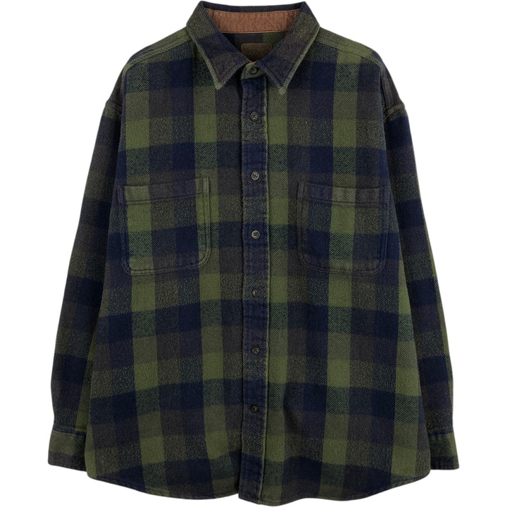 90s-00'S Vintage St. John's Bay Long Sleeve Flannel Check Shirt, Men's Size L cotton blue type Vintage Second Hand