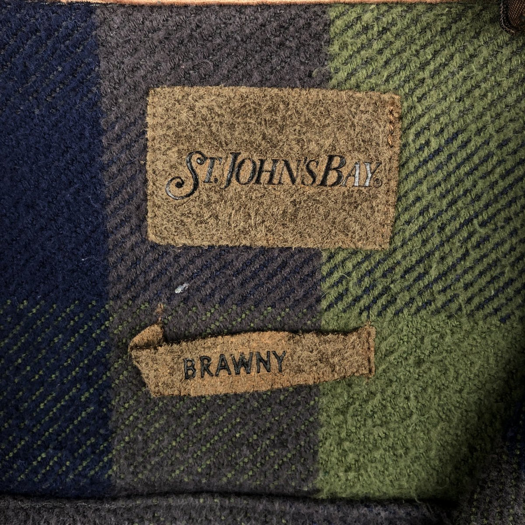 90s-00'S Vintage St. John's Bay Long Sleeve Flannel Check Shirt, Men's Size L cotton blue type Vintage Second Hand