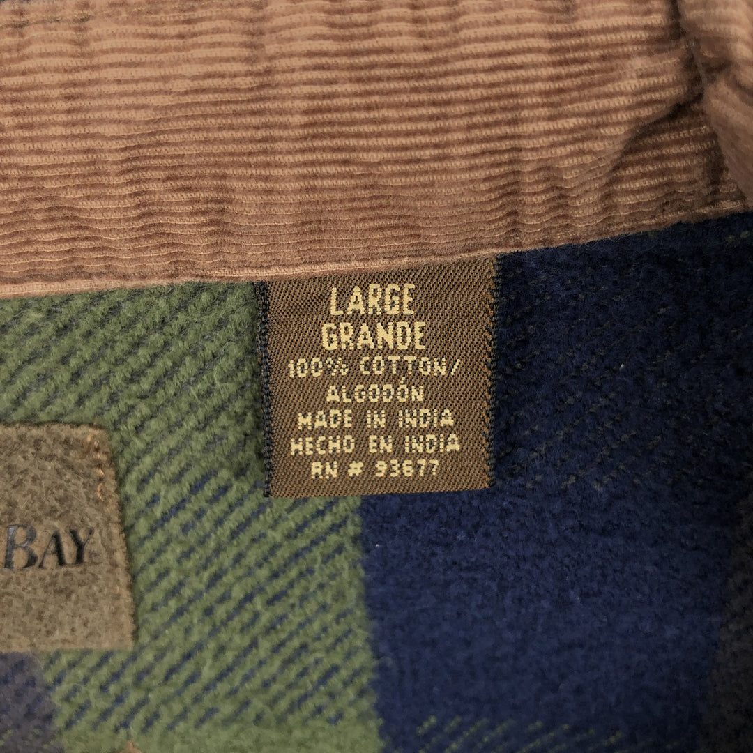 90s-00'S Vintage St. John's Bay Long Sleeve Flannel Check Shirt, Men's Size L cotton blue type Vintage Second Hand