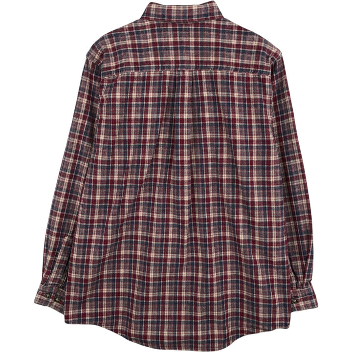 90s-00'S LLBean Long-Sleeve Button-Down Light Flannel Check Shirt, Made in Canada, Men's Size M (approx.), Vintage cotton red type Vintage Second Hand