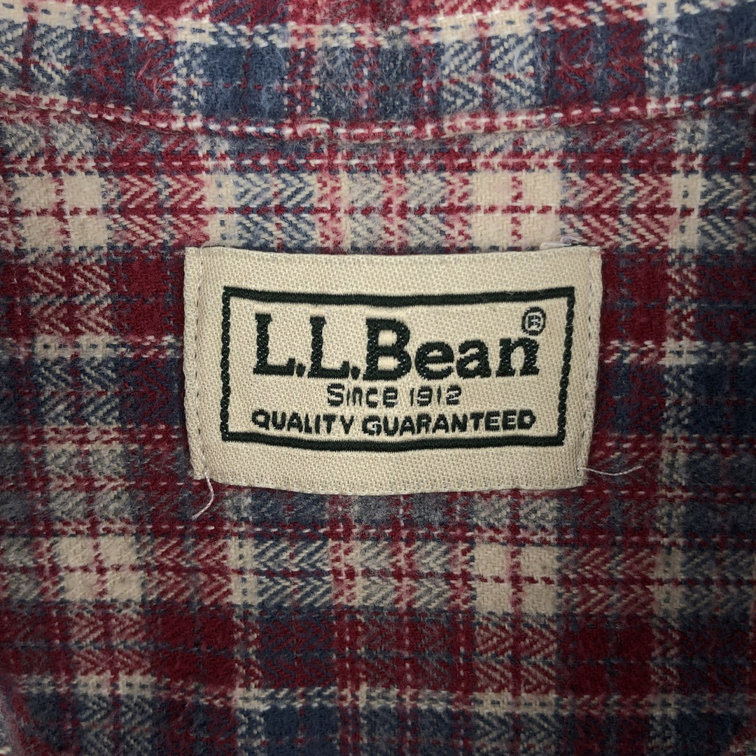 90s-00'S LLBean Long-Sleeve Button-Down Light Flannel Check Shirt, Made in Canada, Men's Size M (approx.), Vintage cotton red type Vintage Second Hand
