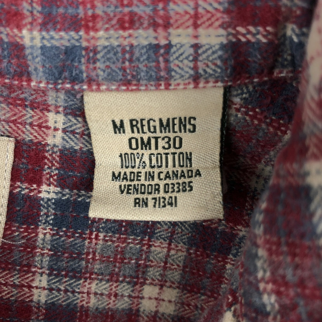 90s-00'S LLBean Long-Sleeve Button-Down Light Flannel Check Shirt, Made in Canada, Men's Size M (approx.), Vintage cotton red type Vintage Second Hand