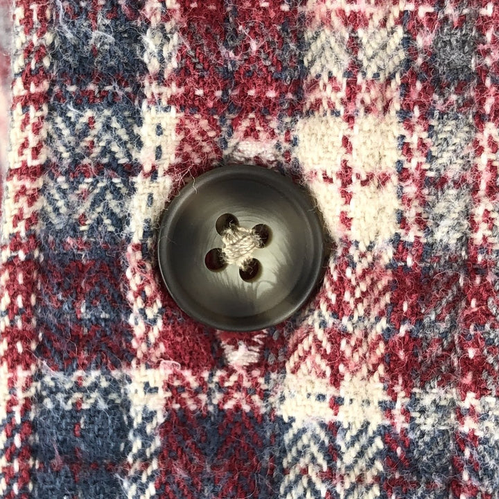 90s-00'S LLBean Long-Sleeve Button-Down Light Flannel Check Shirt, Made in Canada, Men's Size M (approx.), Vintage cotton red type Vintage Second Hand