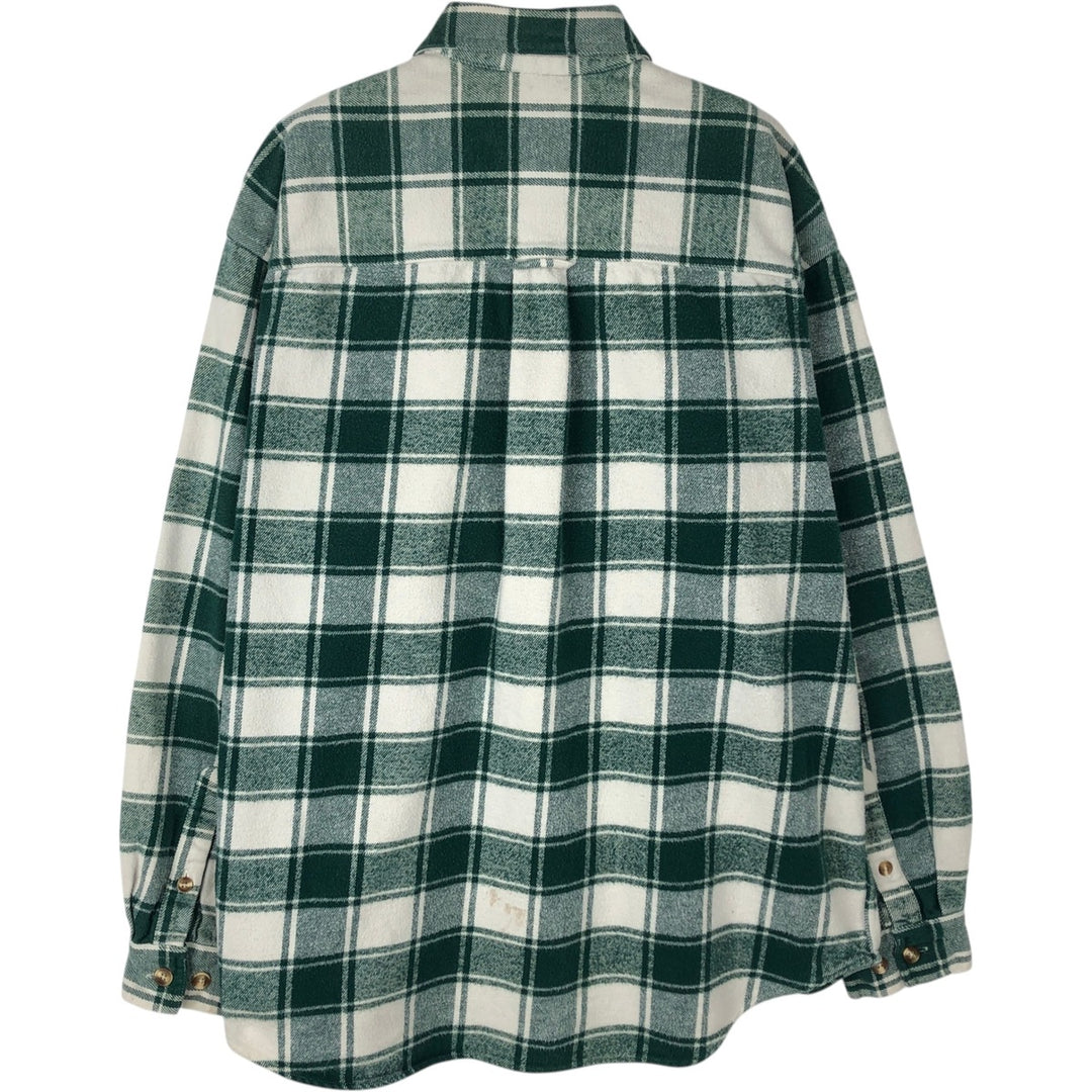 2000'S Eddie Bauer Long-Sleeve Heavy Flannel Check Shirt, Men's Size XL (approx.) cotton Green type dark green Vintage Second Hand