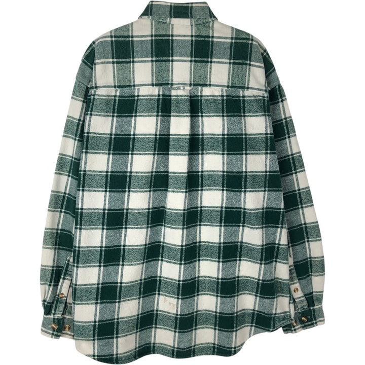 2000'S Eddie Bauer Long-Sleeve Heavy Flannel Check Shirt, Men's Size XL (approx.) cotton Green type dark green Vintage Second Hand
