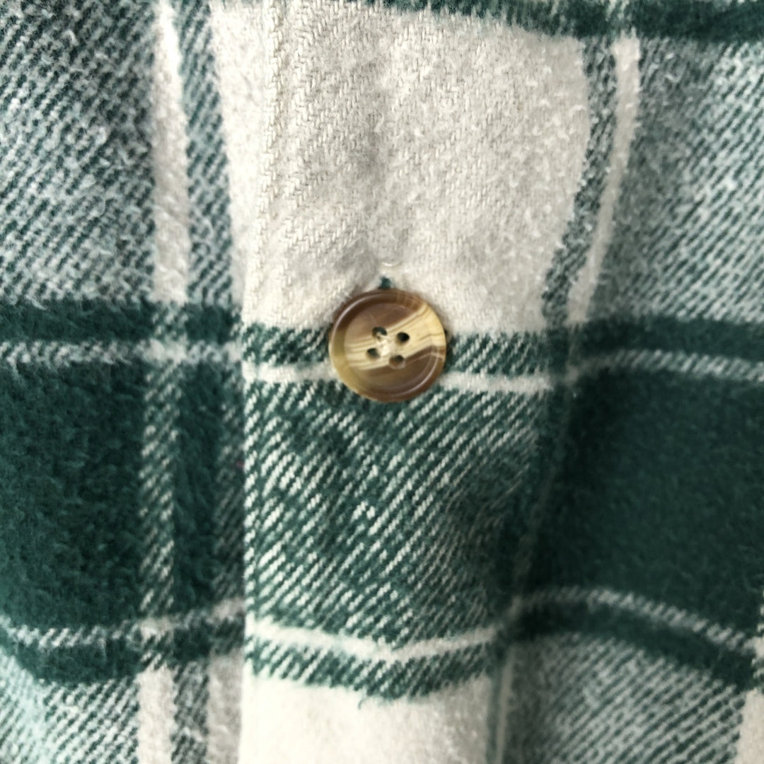 2000'S Eddie Bauer Long-Sleeve Heavy Flannel Check Shirt, Men's Size XL (approx.) cotton Green type dark green Vintage Second Hand