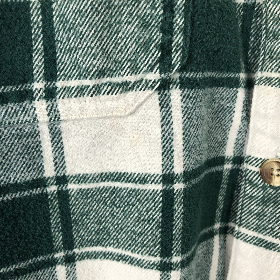 2000'S Eddie Bauer Long-Sleeve Heavy Flannel Check Shirt, Men's Size XL (approx.) cotton Green type dark green Vintage Second Hand