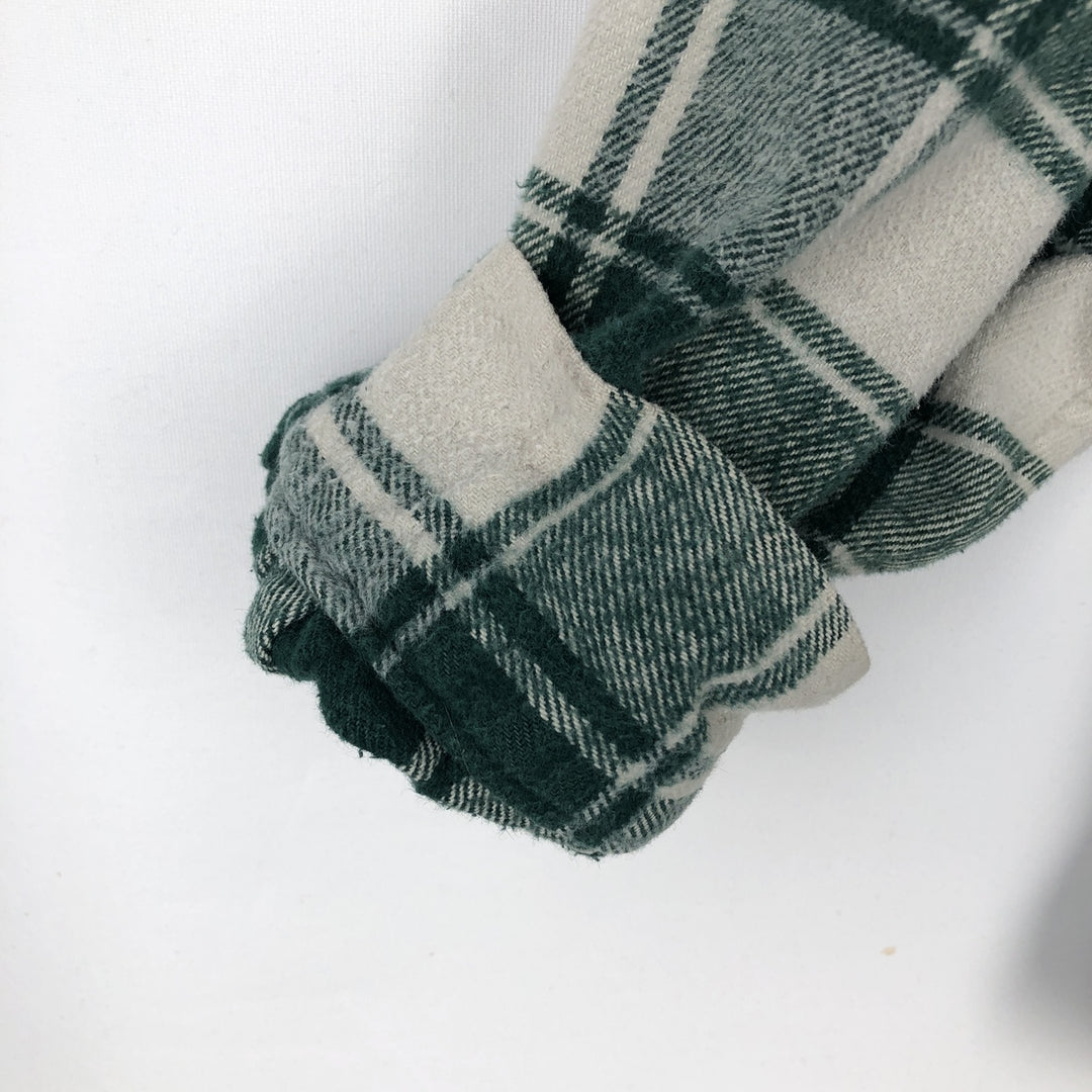 2000'S Eddie Bauer Long-Sleeve Heavy Flannel Check Shirt, Men's Size XL (approx.) cotton Green type dark green Vintage Second Hand