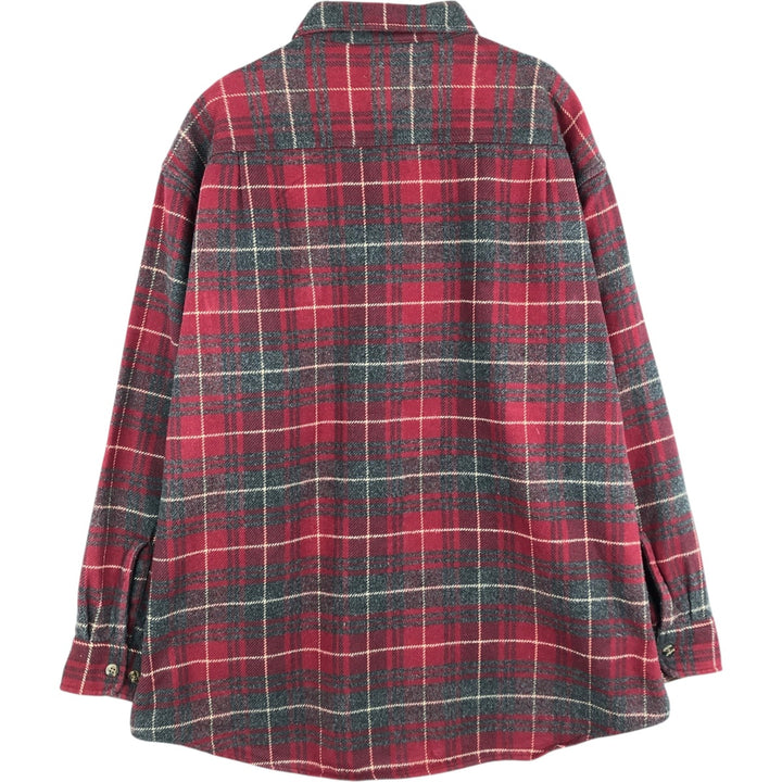 90s~00'S St. John's Bay BRAWNY Long Sleeve Flannel Check Shirt Men's XL Vintage cotton red type Vintage Second Hand