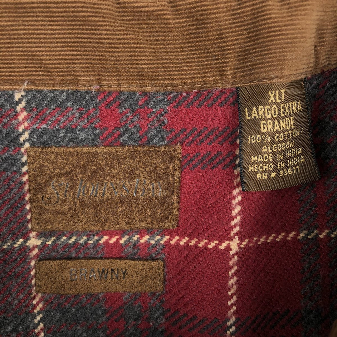 90s~00'S St. John's Bay BRAWNY Long Sleeve Flannel Check Shirt Men's XL Vintage cotton red type Vintage Second Hand