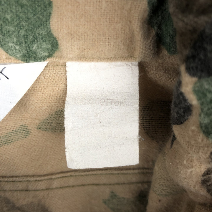 80'S BLACK DUCK Duck Hunter Camo Long-Sleeve Printed Flannel Shirt, Made in USA, Men's XL Equivalent, Vintage cotton Beige type Vintage Second Hand