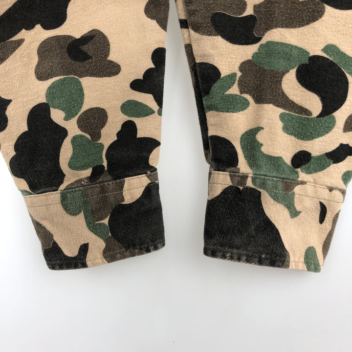 80'S BLACK DUCK Duck Hunter Camo Long-Sleeve Printed Flannel Shirt, Made in USA, Men's XL Equivalent, Vintage cotton Beige type Vintage Second Hand