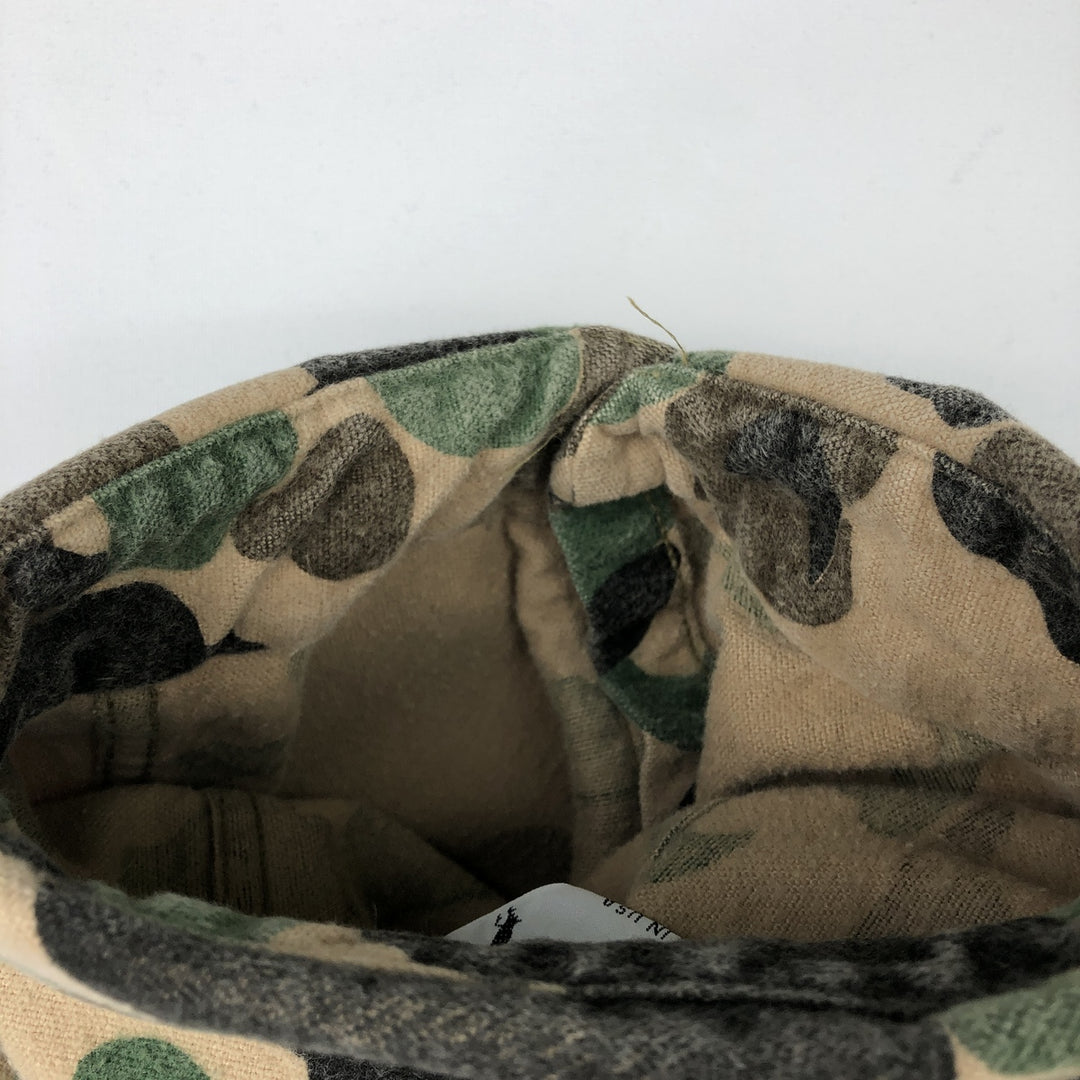 80'S BLACK DUCK Duck Hunter Camo Long-Sleeve Printed Flannel Shirt, Made in USA, Men's XL Equivalent, Vintage cotton Beige type Vintage Second Hand