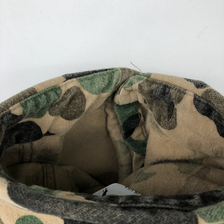 80'S BLACK DUCK Duck Hunter Camo Long-Sleeve Printed Flannel Shirt, Made in USA, Men's XL Equivalent, Vintage cotton Beige type Vintage Second Hand
