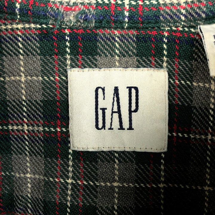 90'S GAP (Old GAP) Long-Sleeve Button-Down Light Flannel Check Shirt, Men's Size L (Equivalent), Vintage cotton red type Vintage Second Hand