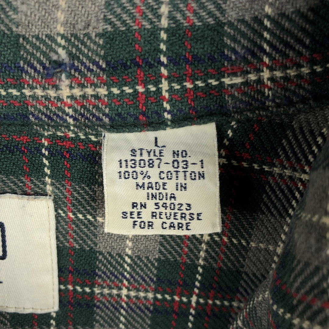 90'S GAP (Old GAP) Long-Sleeve Button-Down Light Flannel Check Shirt, Men's Size L (Equivalent), Vintage cotton red type Vintage Second Hand