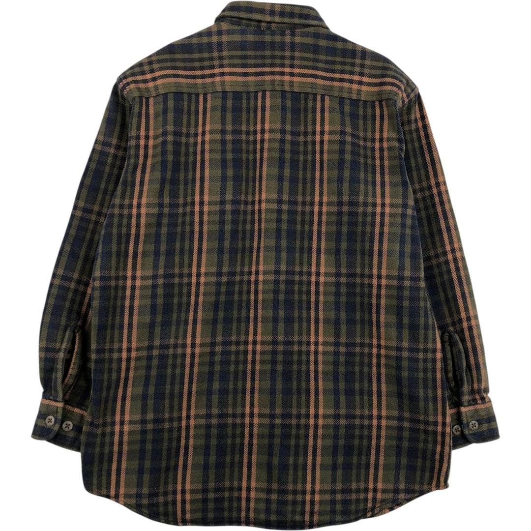 Vintage 90s-00'S St. John's Bay long-sleeved flannel check shirt, size M, men's cotton Khaki type Vintage Second Hand