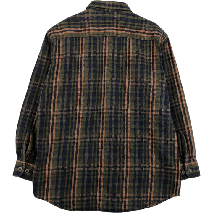 Vintage 90s-00'S St. John's Bay long-sleeved flannel check shirt, size M, men's cotton Khaki type Vintage Second Hand